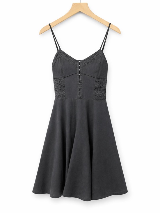 Aeropostale Dresses & Skirts - Aeropostale Black Mini Skater Dress with Spaghetti Straps (195)